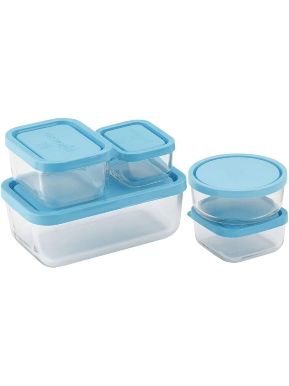 Set of 5 Transparent Glass Food Storage Containers - Airtight, BPA-Free, Durable